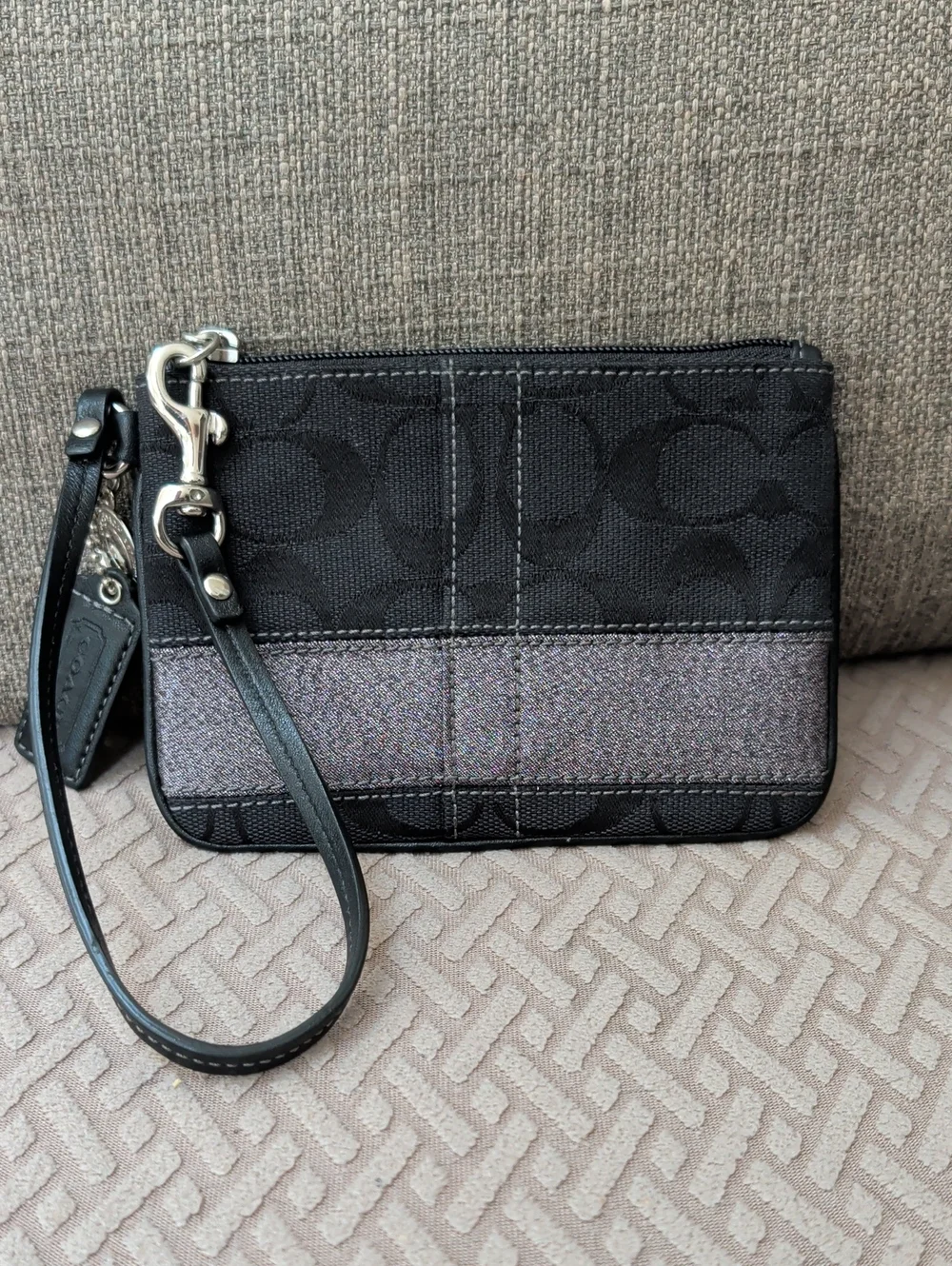 Coach Legacy 65th Anniversary Black Signature Canvas Striped Wristlet NWOT